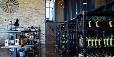 Shelves full of wine at Dark Horse Estate Winery