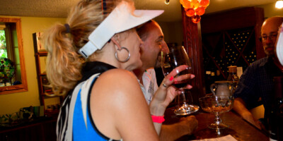 Couple sampling wine at Alton Farms Winery