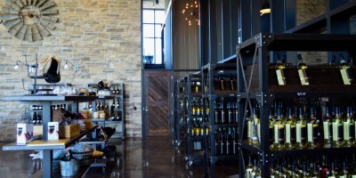 Shelves full of wine at Dark Horse Estate Winery