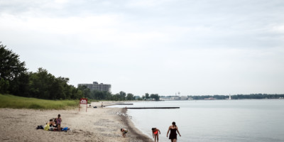 People enjoying the beach at Canatara Park Sarnia