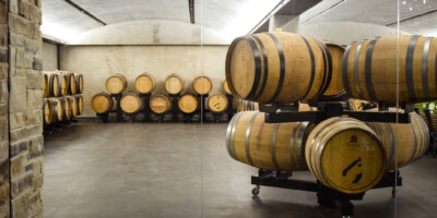 Wine casks stored at Dark Horse Estate Winery