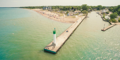 LOCATION: GRAND BEND, ON Arial view of the Grand Bend light house