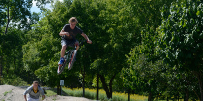Kids on bike ramps at Canatara Park Sarnia