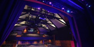View of seating from back stage at Victoria Playhouse Petrolia