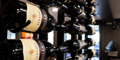 Full wine rack at Smackwater Jacks
