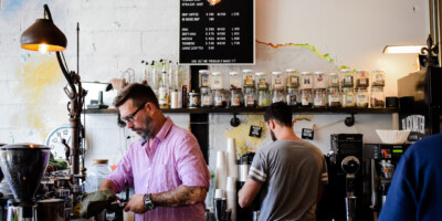 Brewing coffee at Blackwater Coffee Company